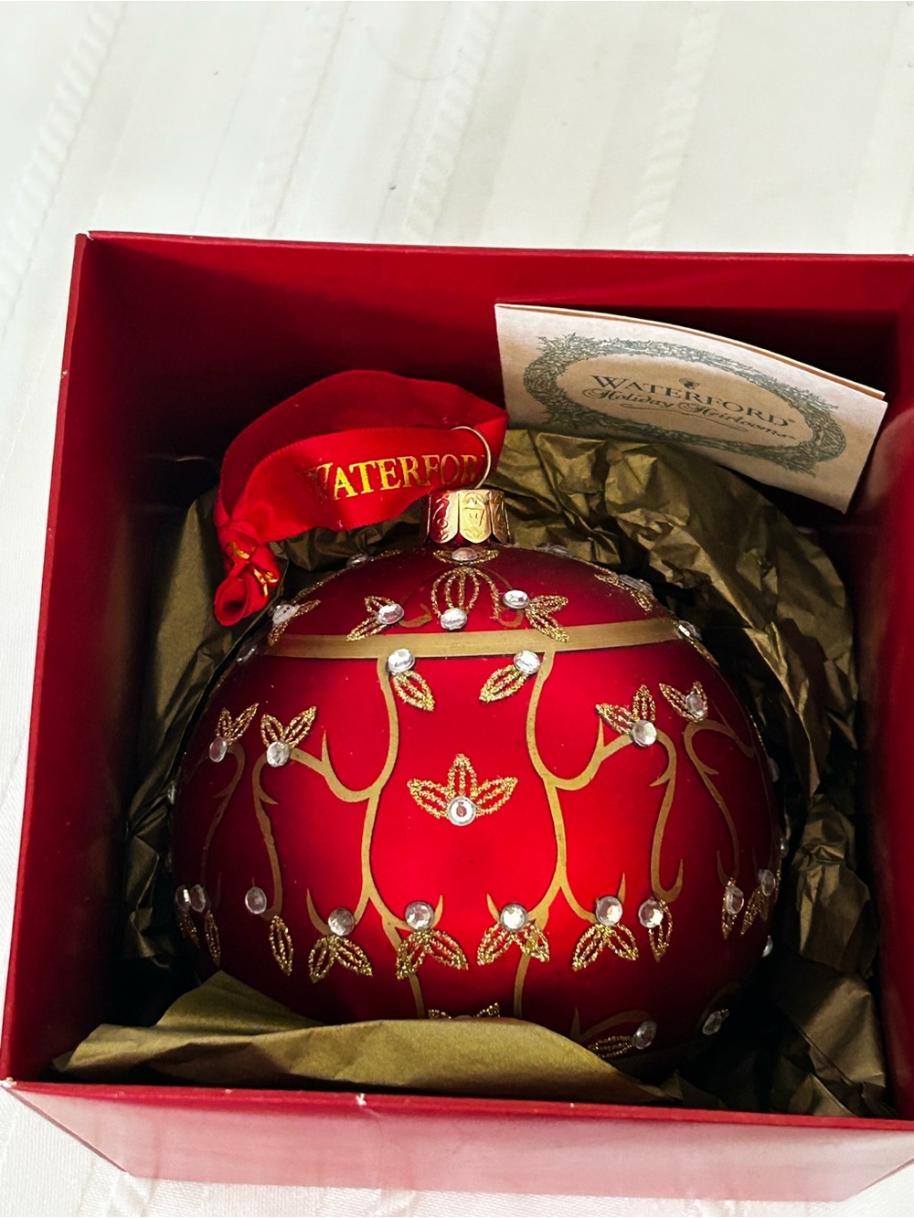 Waterford Crystal Holiday Heirlooms Majestic Scroll Blown Glass Ornament
